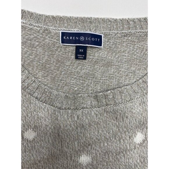 Karen Scott Sweater Top Women's 3X Gray CATS Sequins Holiday Relaxed Cozy NEW - Picture 8 of 14